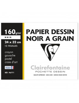 Pochette papier Dessin Noir 24x32 cm 160g/m2 12 feuilles
