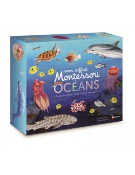 Océans : mon coffret Montessori : 90 cartes classifiées, 5 planches anatomiques, 5 cartes des couches de l'océan et 1 livre pour