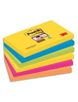 POST-IT Lots de 6 blocs Notes Super Sticky 76 x 127 mm