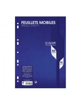 FEUILLETS MOBILES - PAQUET 100 PAGES COPIES SIMPLE PERFOREE SEYES