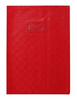 Protège-cahiers à rabat marque-pages 17x22cm translucide Rouge