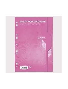 FEUILLETS MOBILES - PAQUET 100 PAGES COPIES SIMPLE PERFOREE  ROSE